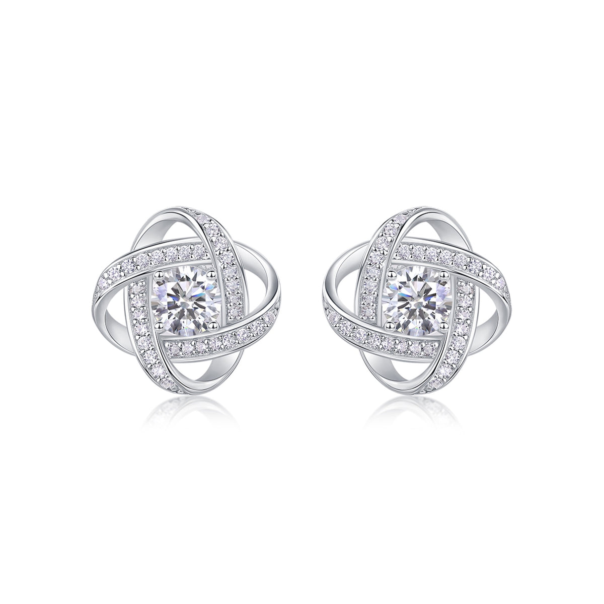 Amity Moissanite Love Knot Stud Earrings in Sterling Silver
