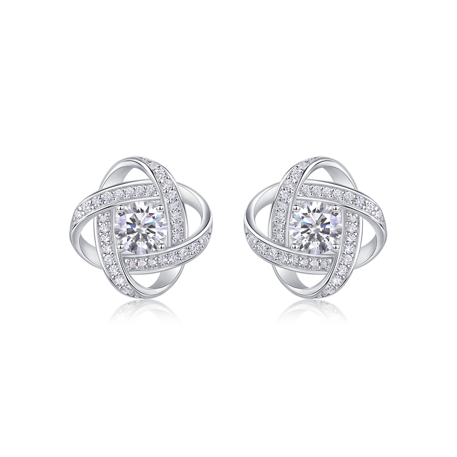 Amity Moissanite Love Knot Stud Earrings in Sterling Silver