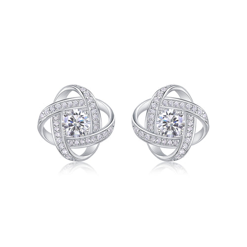 Amity Moissanite Love Knot Stud Earrings in Sterling Silver