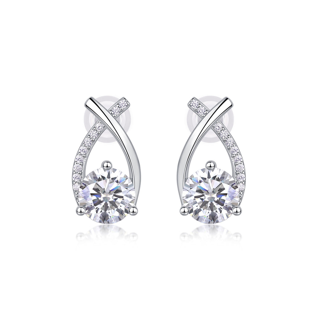 Flourish 1 Carat Moissanite Drop Earrings in Sterling Silver
