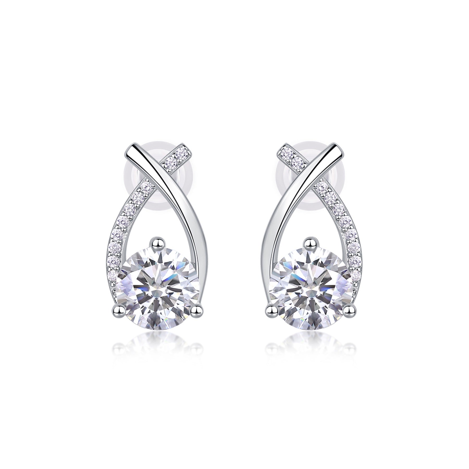 Flourish 1 Carat Moissanite Drop Earrings in Sterling Silver