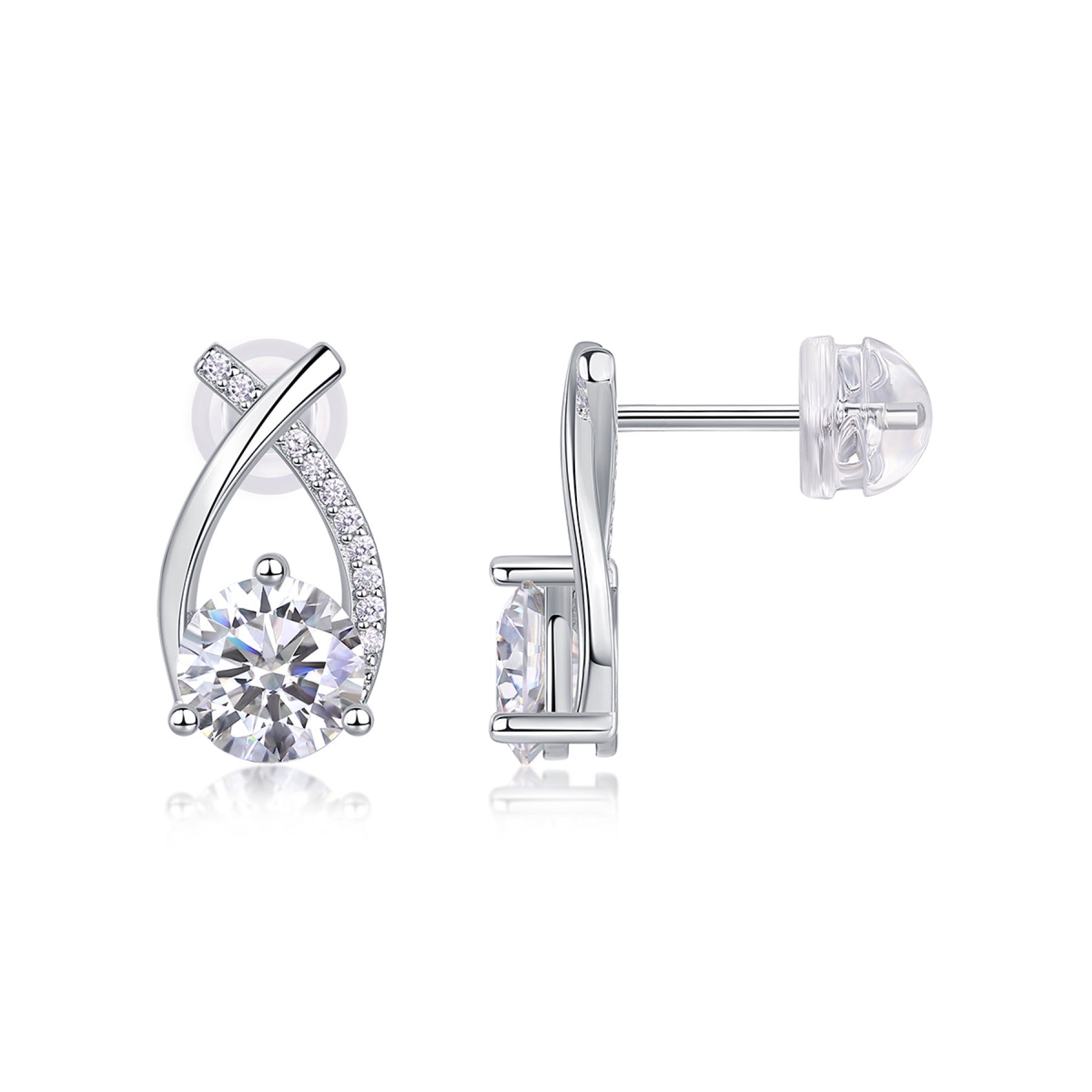 Flourish 1 Carat Moissanite Drop Earrings in Sterling Silver