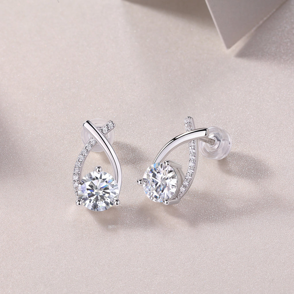 Flourish 1 Carat Moissanite Drop Earrings in Sterling Silver