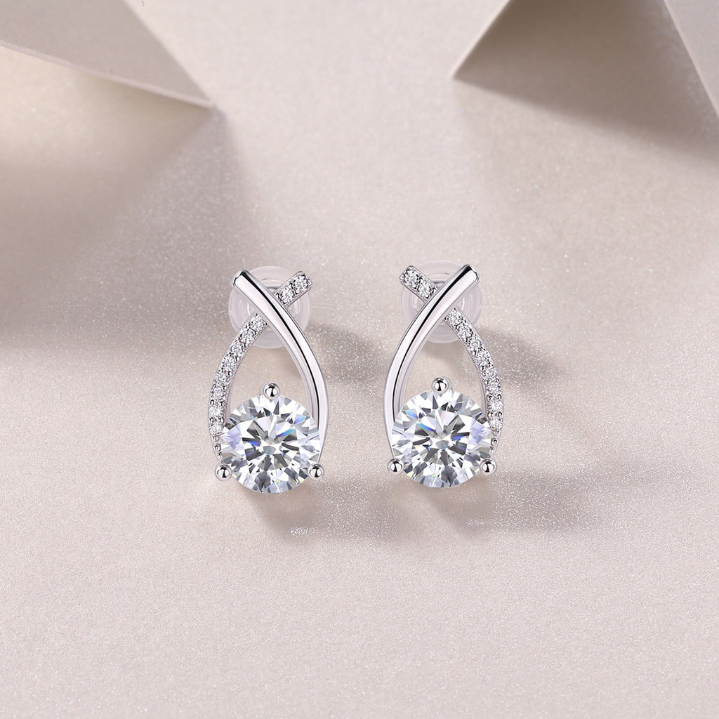 Flourish 1 Carat Moissanite Drop Earrings in Sterling Silver