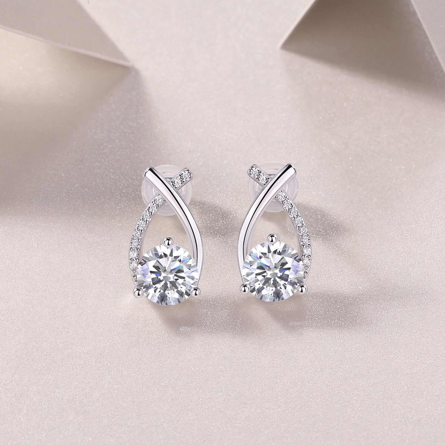 Flourish 1 Carat Moissanite Drop Earrings in Sterling Silver