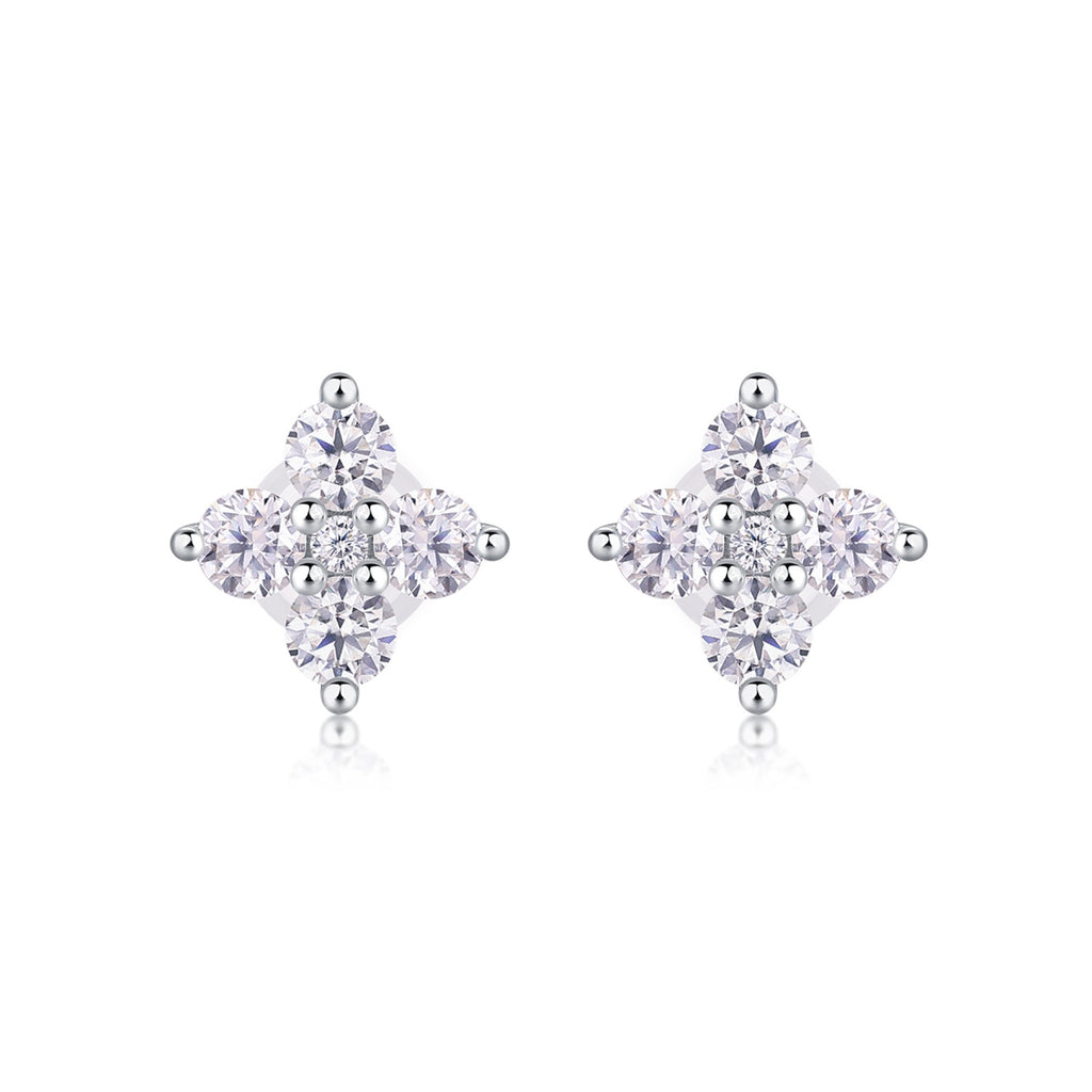 Frostine Moissanite Cluster Stud Earrings in Sterling Silver