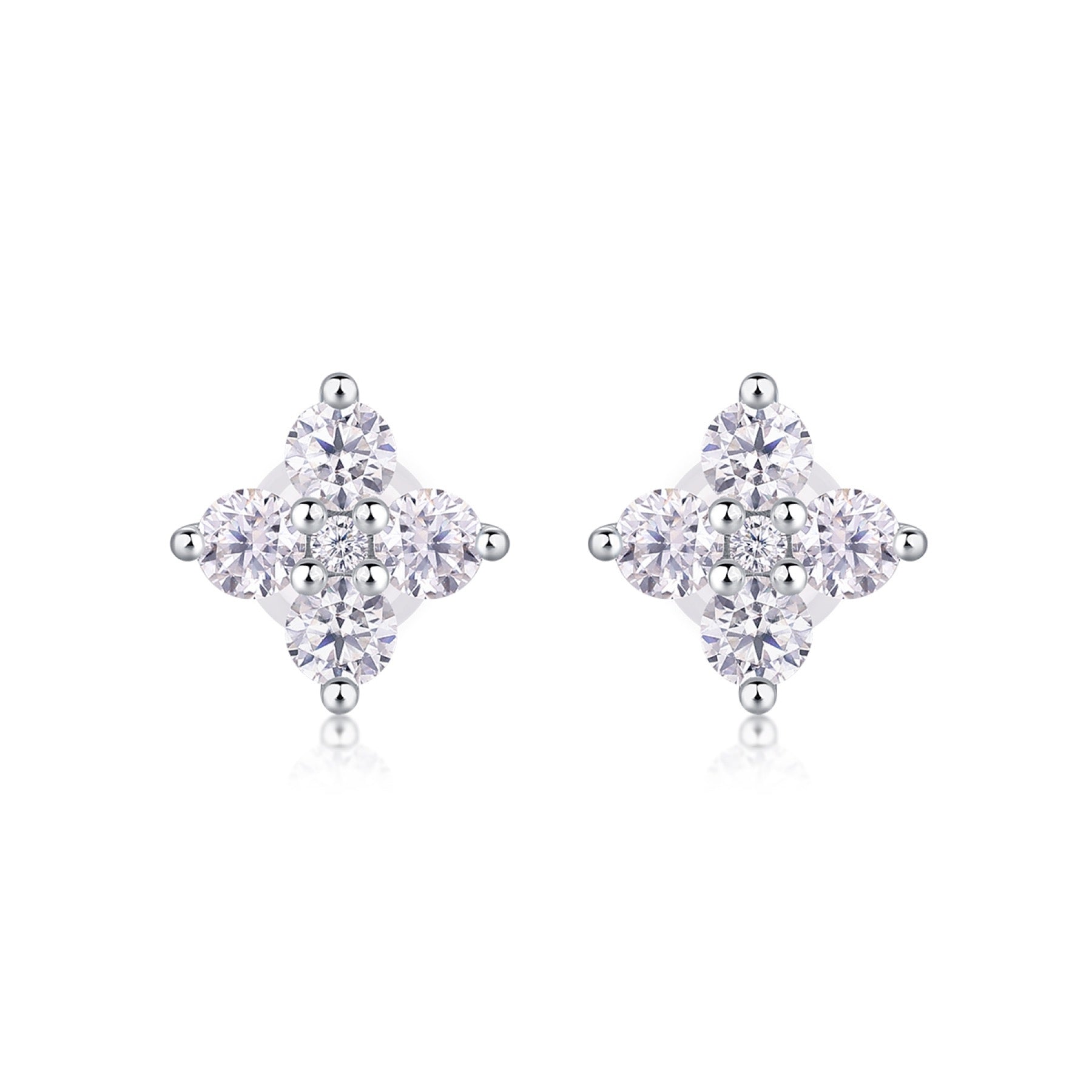 Frostine Moissanite Cluster Stud Earrings in Sterling Silver