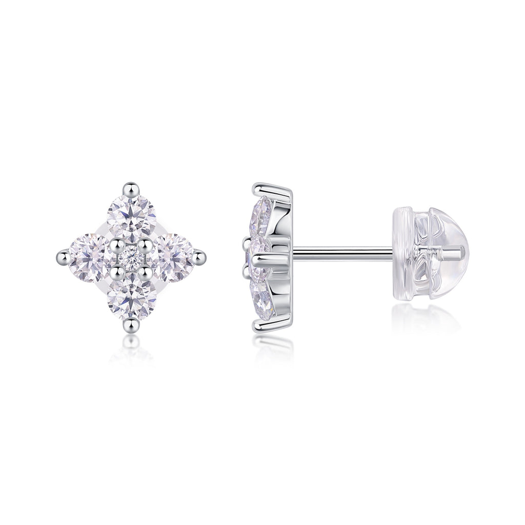 Frostine Moissanite Cluster Stud Earrings in Sterling Silver