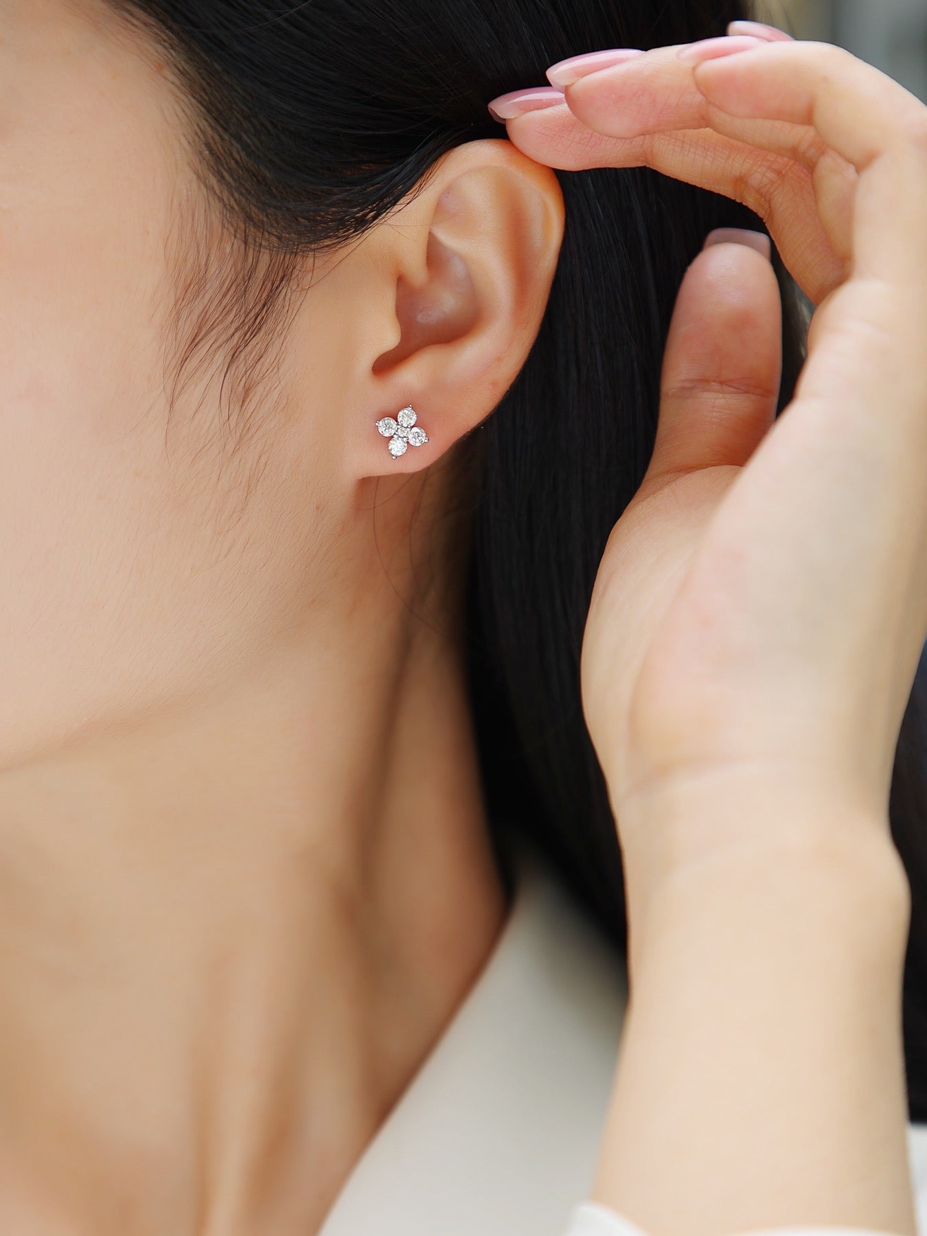 Frostine Moissanite Cluster Stud Earrings in Sterling Silver