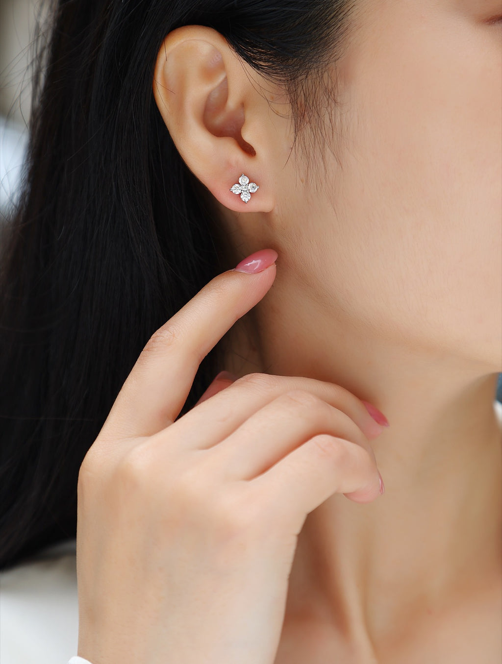 Frostine Moissanite Cluster Stud Earrings in Sterling Silver