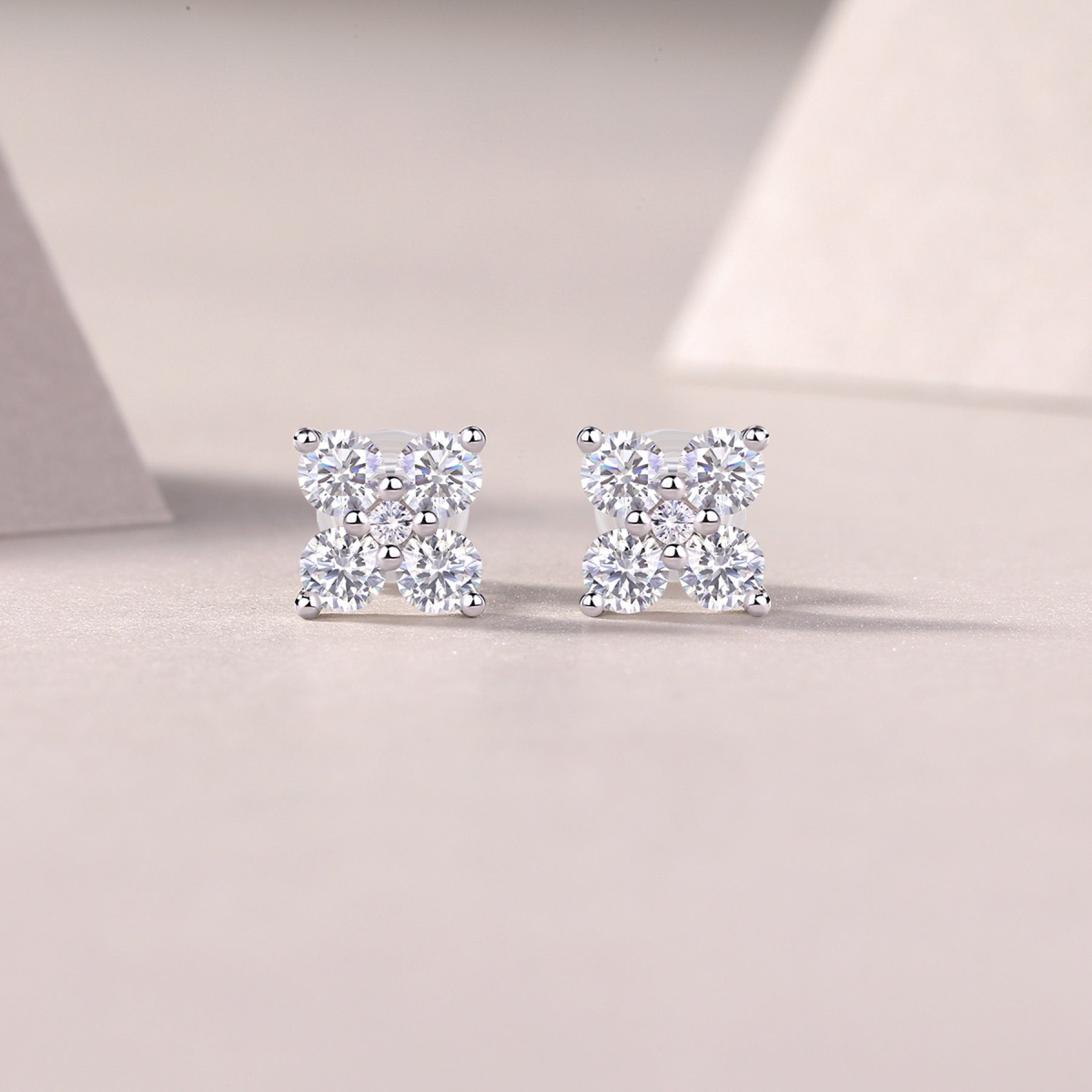 Frostine Moissanite Cluster Stud Earrings in Sterling Silver
