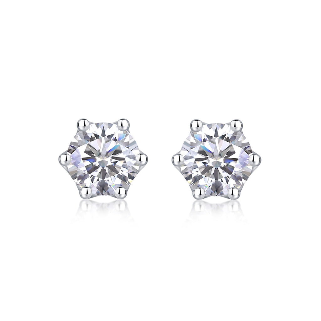 Eclat Moissanite Stud Earrings in Sterling Silver