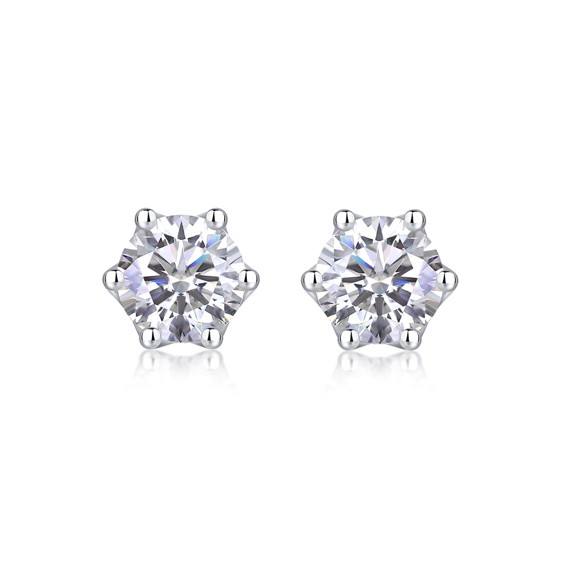 Eclat Moissanite Stud Earrings in Sterling Silver