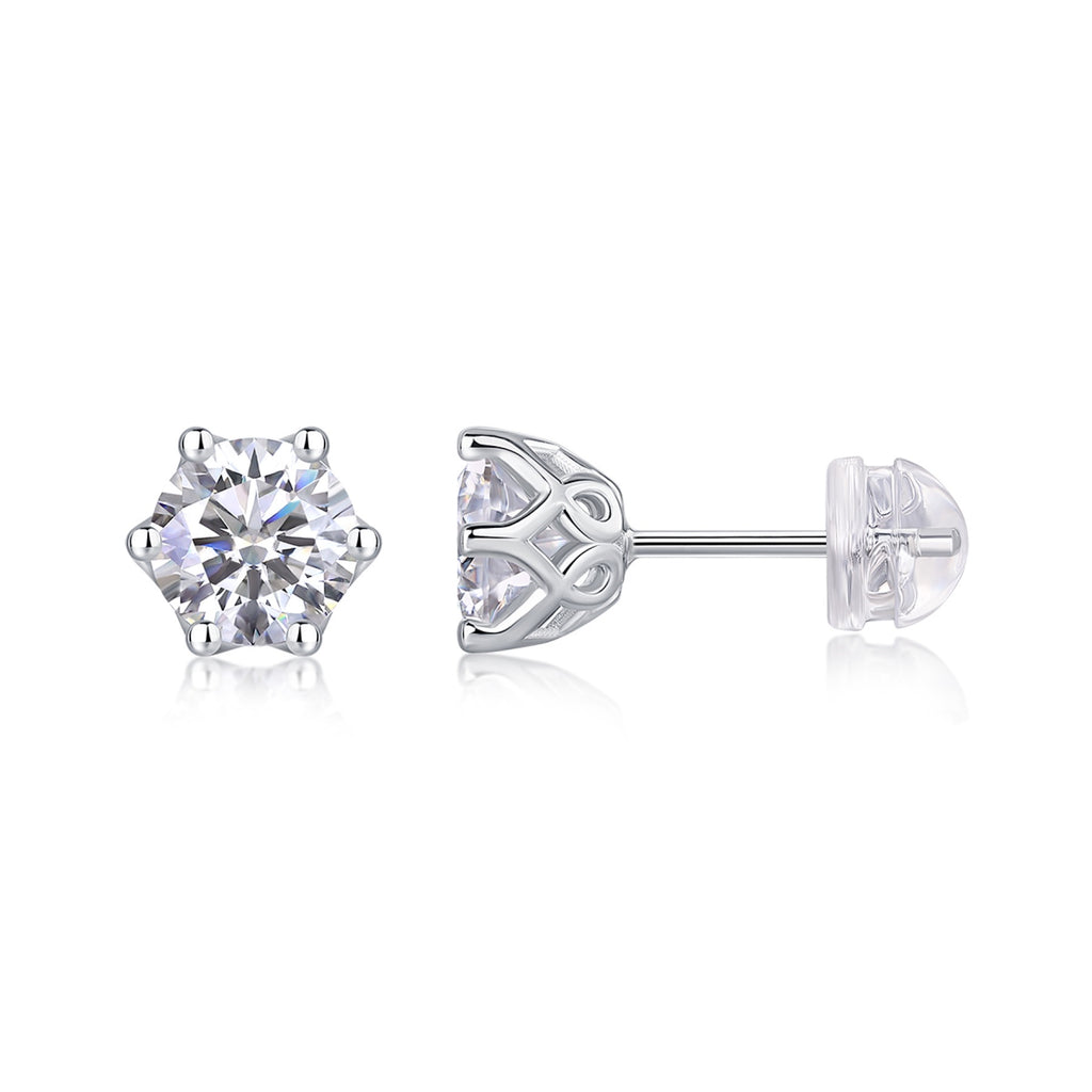 Eclat Moissanite Stud Earrings in Sterling Silver