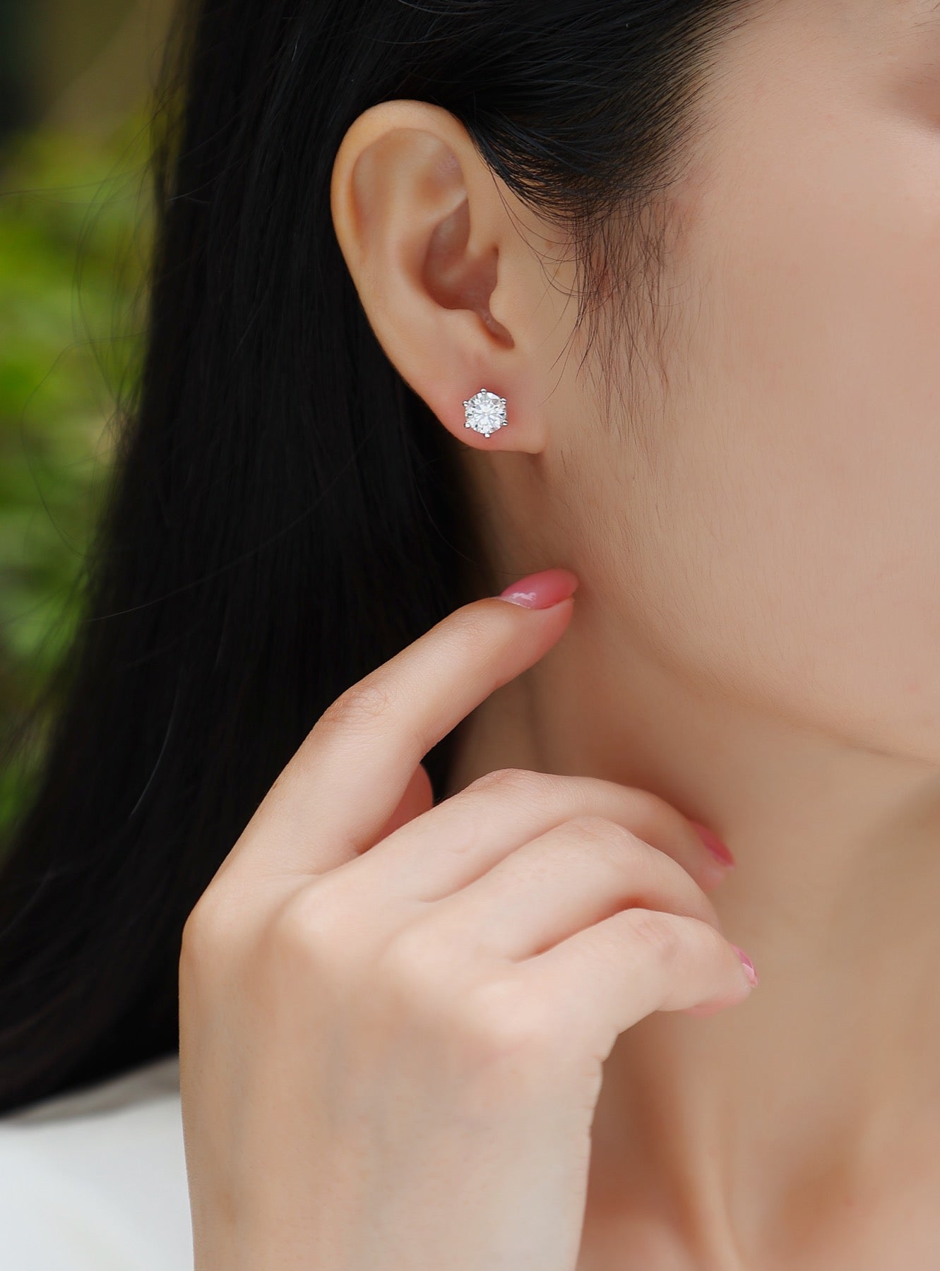 Eclat Moissanite Stud Earrings in Sterling Silver