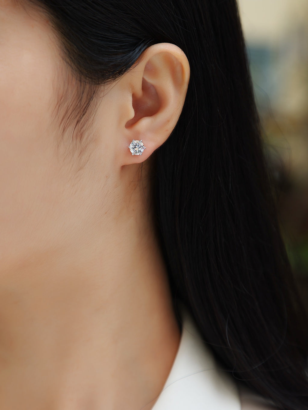 Eclat Moissanite Stud Earrings in Sterling Silver