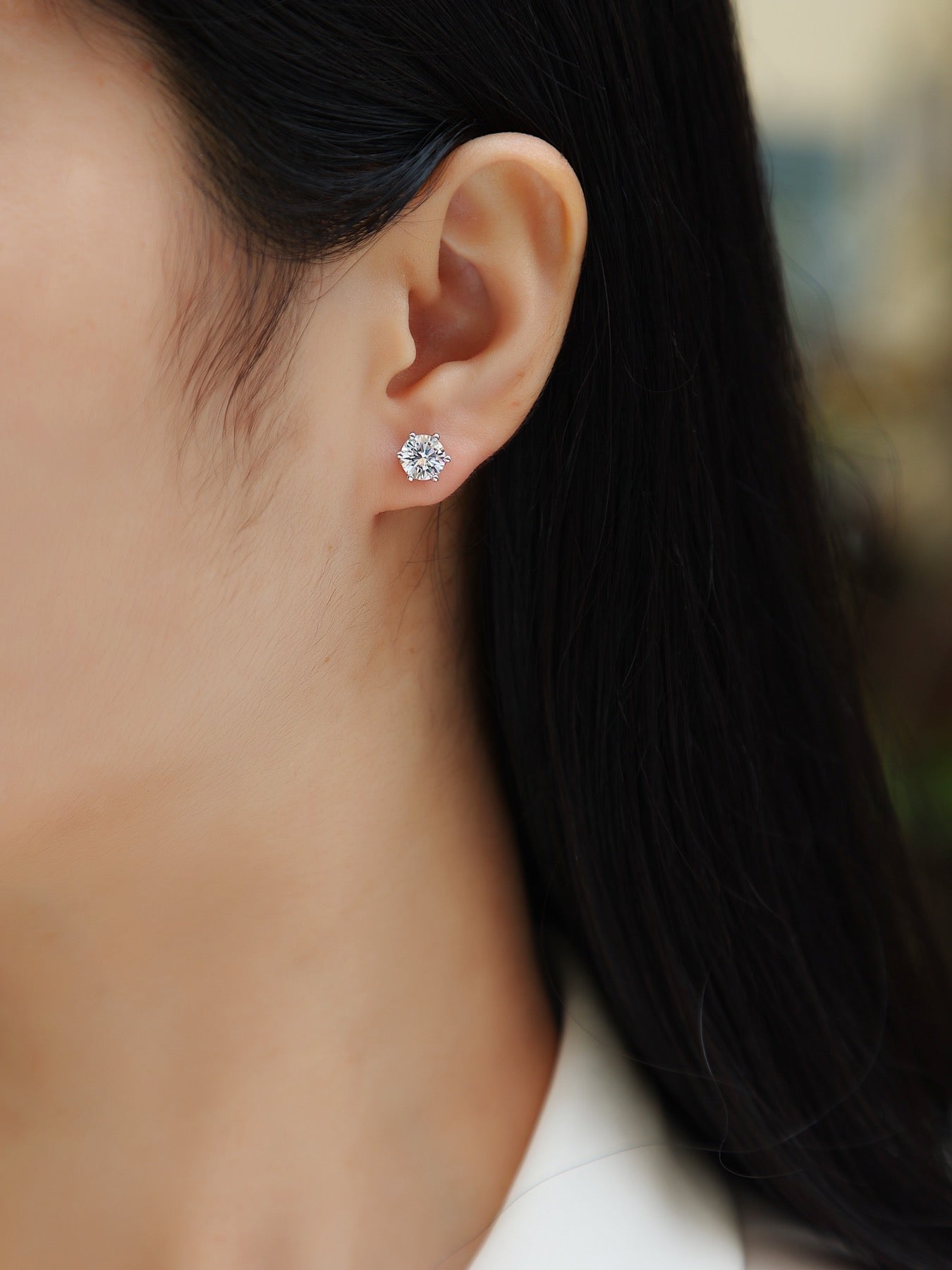 Eclat Moissanite Stud Earrings in Sterling Silver