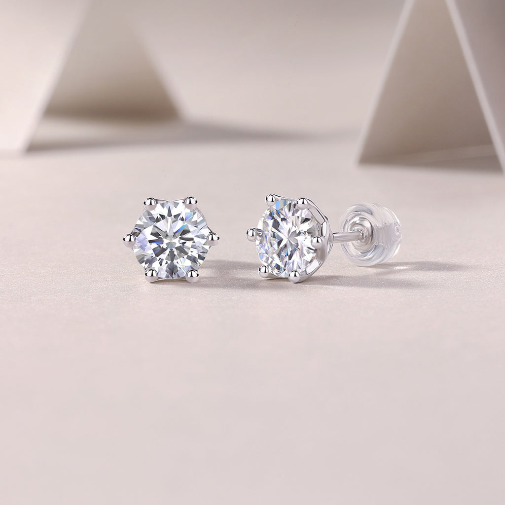 Eclat Moissanite Stud Earrings in Sterling Silver