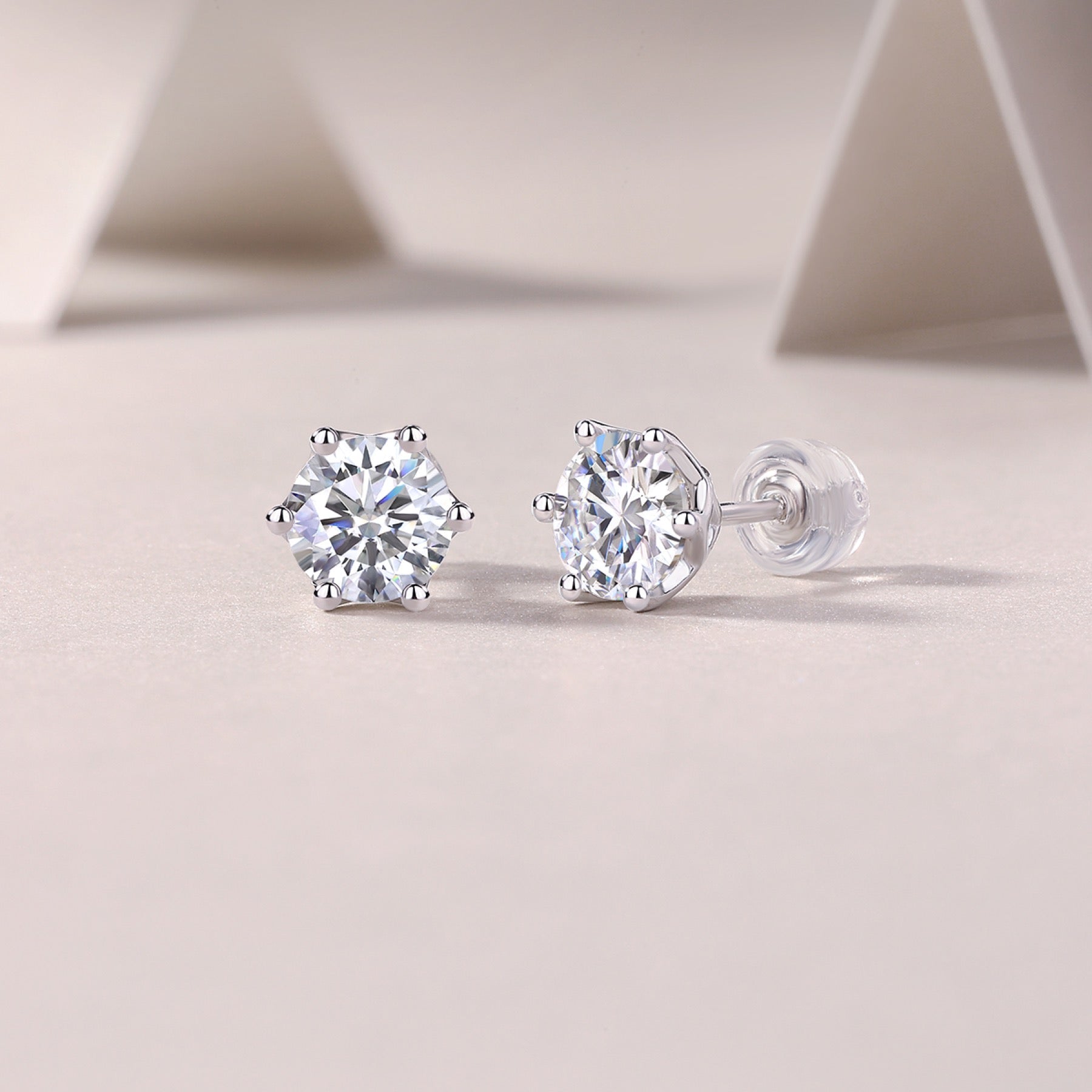 Eclat Moissanite Stud Earrings in Sterling Silver