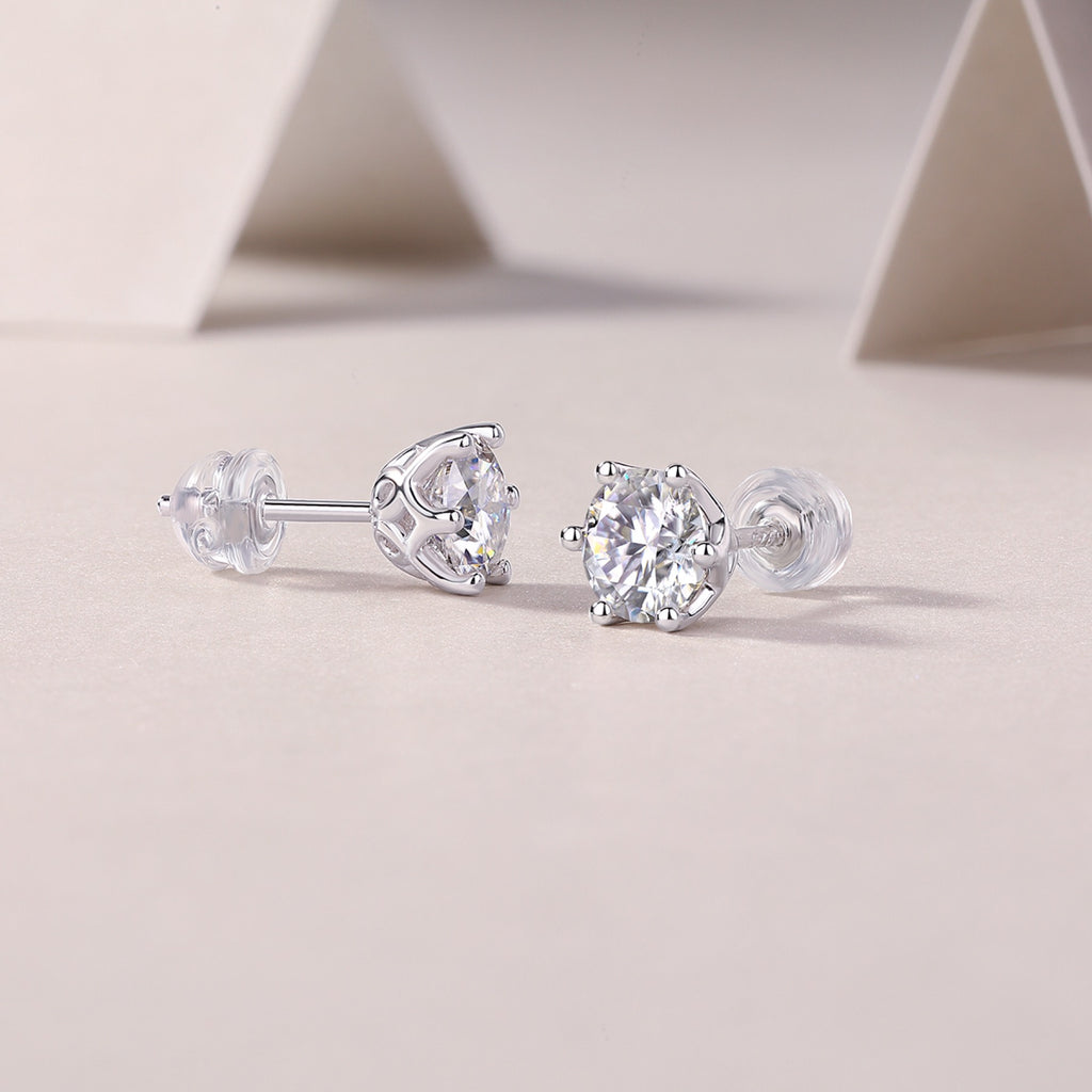 Eclat Moissanite Stud Earrings in Sterling Silver