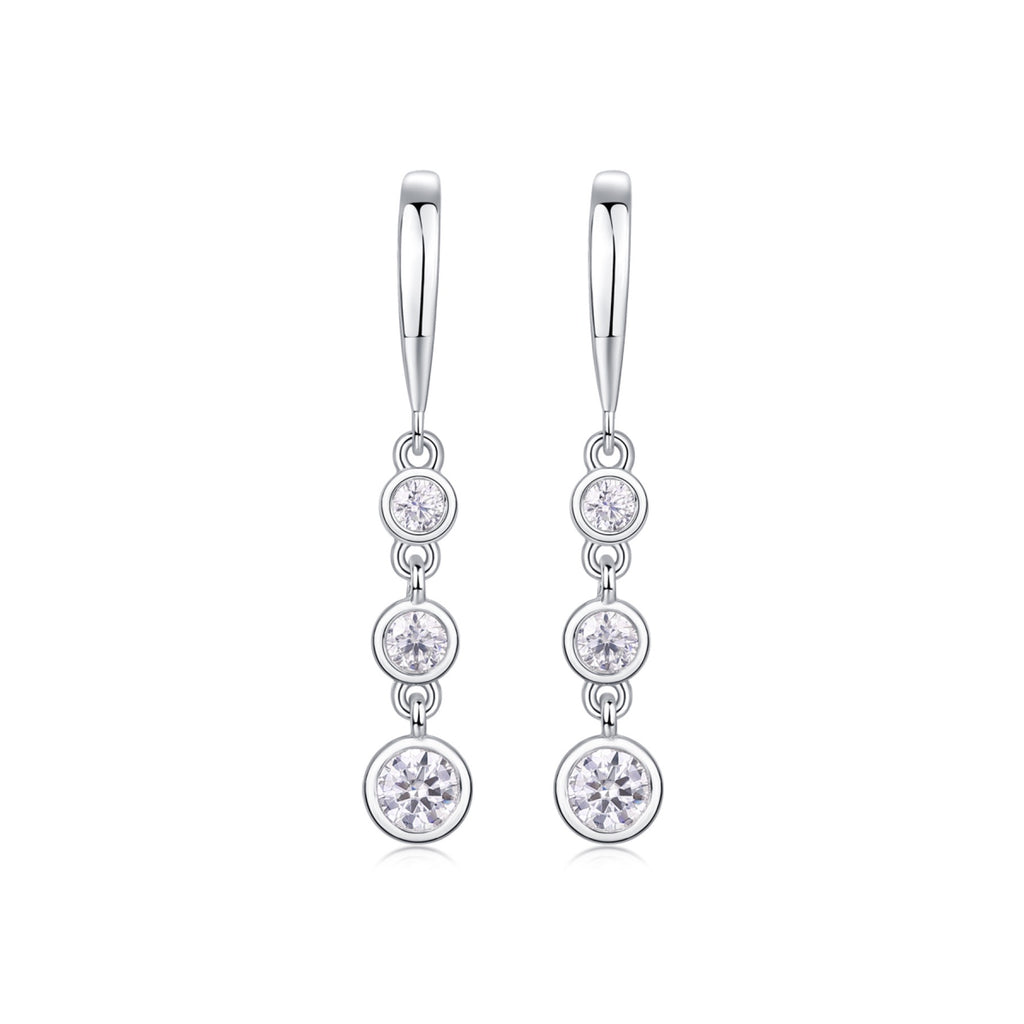 Trickle Moissanite Drop Earrings in Sterling Silver
