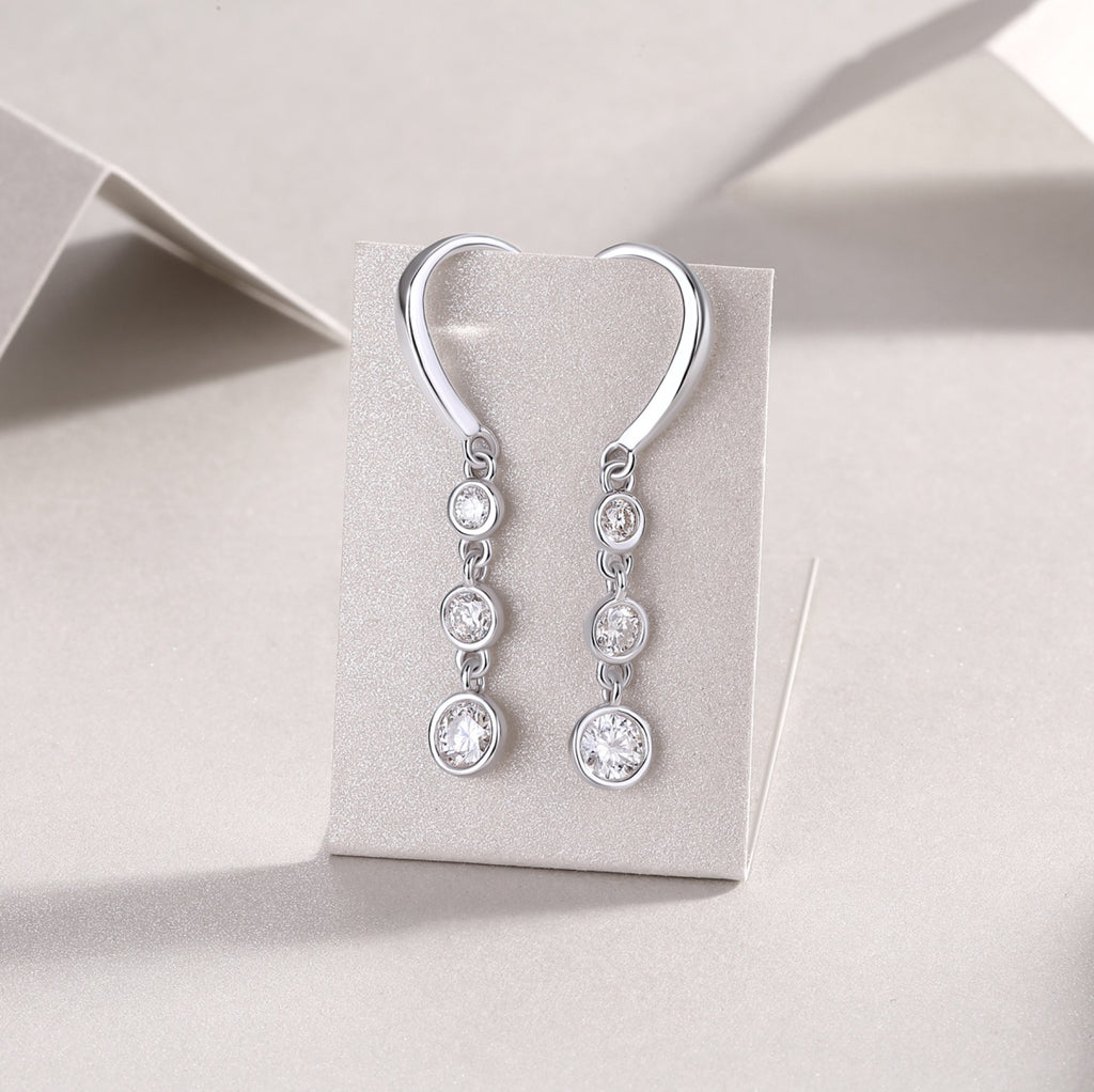 Trickle Moissanite Drop Earrings in Sterling Silver