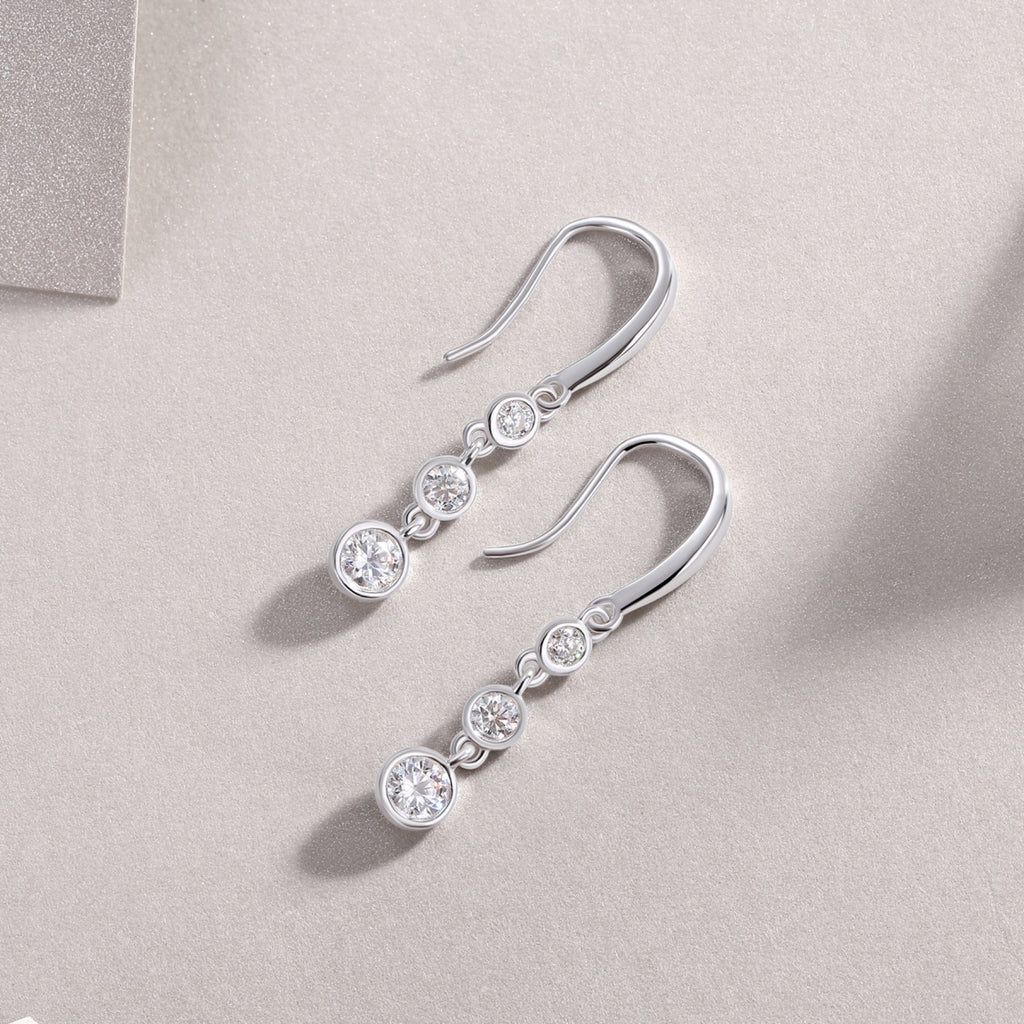 Trickle Moissanite Drop Earrings in Sterling Silver