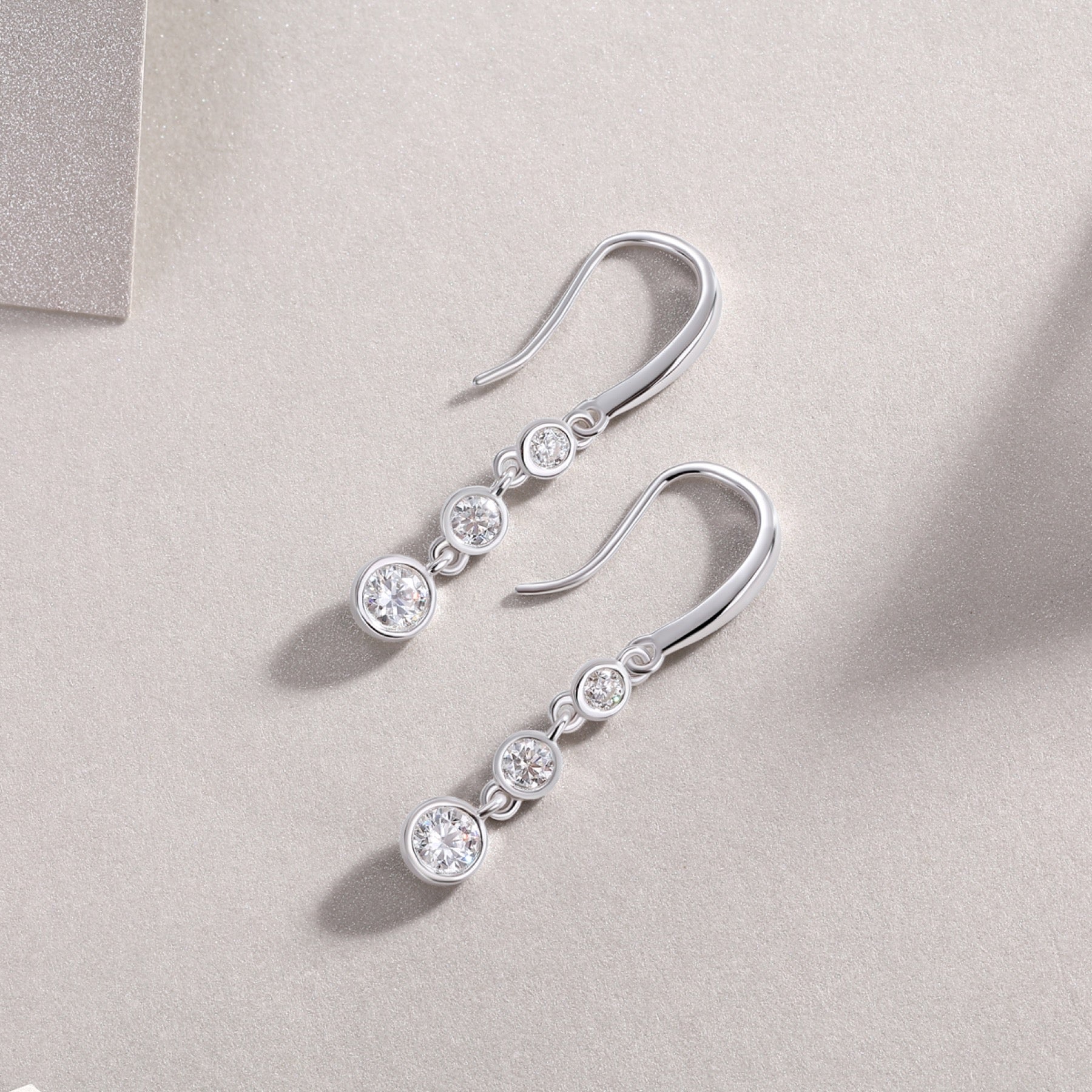 Trickle Moissanite Drop Earrings in Sterling Silver
