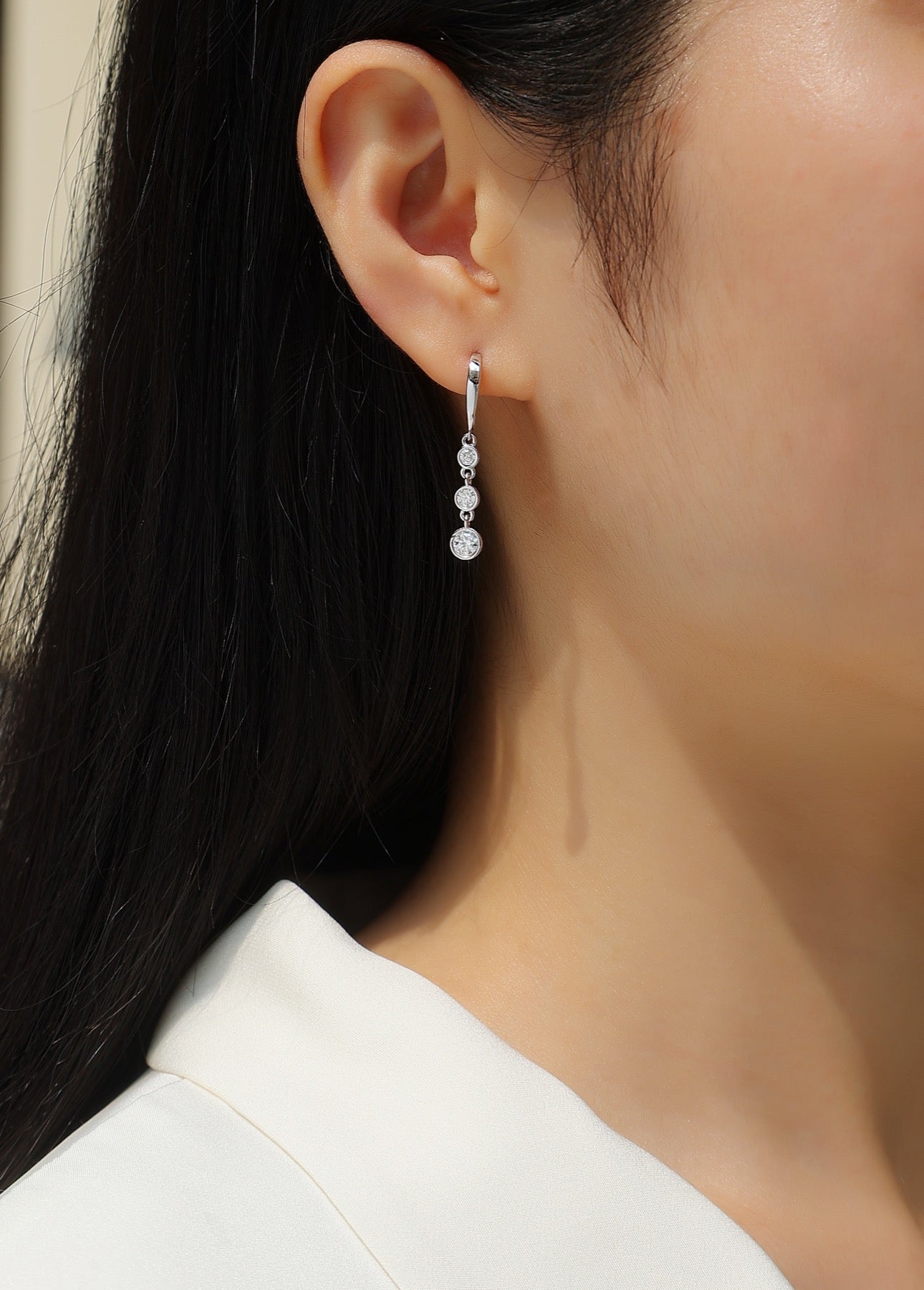 Trickle Moissanite Drop Earrings in Sterling Silver