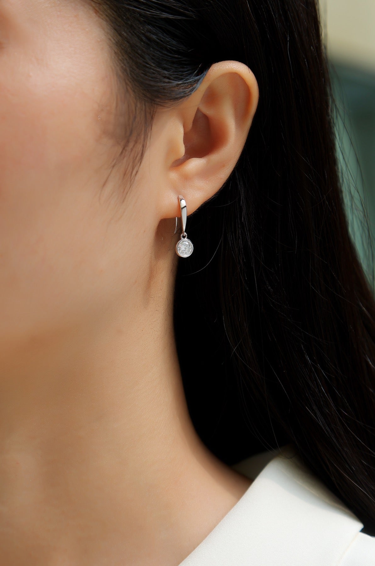 Droplet Moissanite Drop Earrings in Sterling Silver