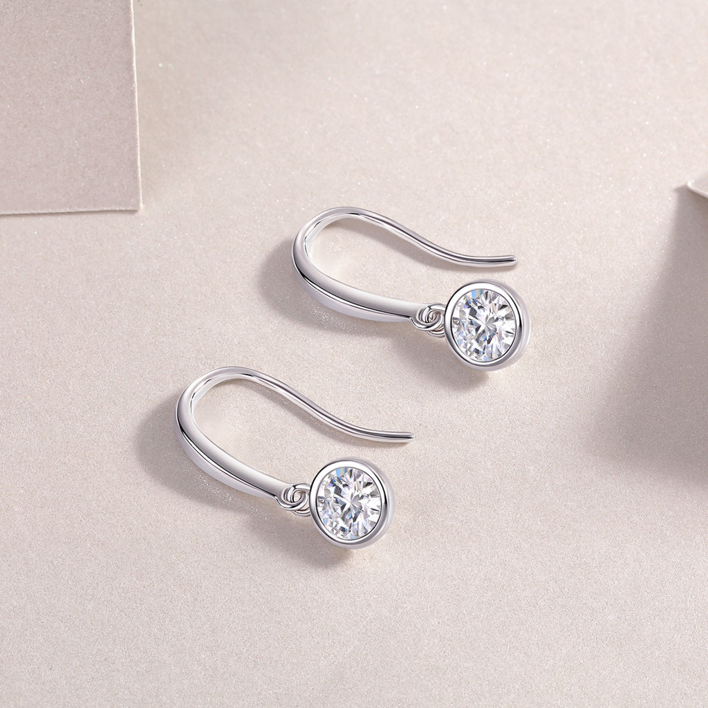 Droplet Moissanite Drop Earrings in Sterling Silver