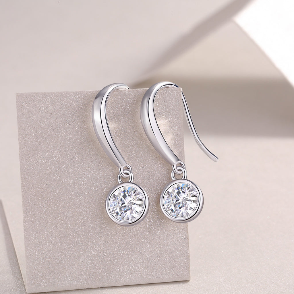 Droplet Moissanite Drop Earrings in Sterling Silver
