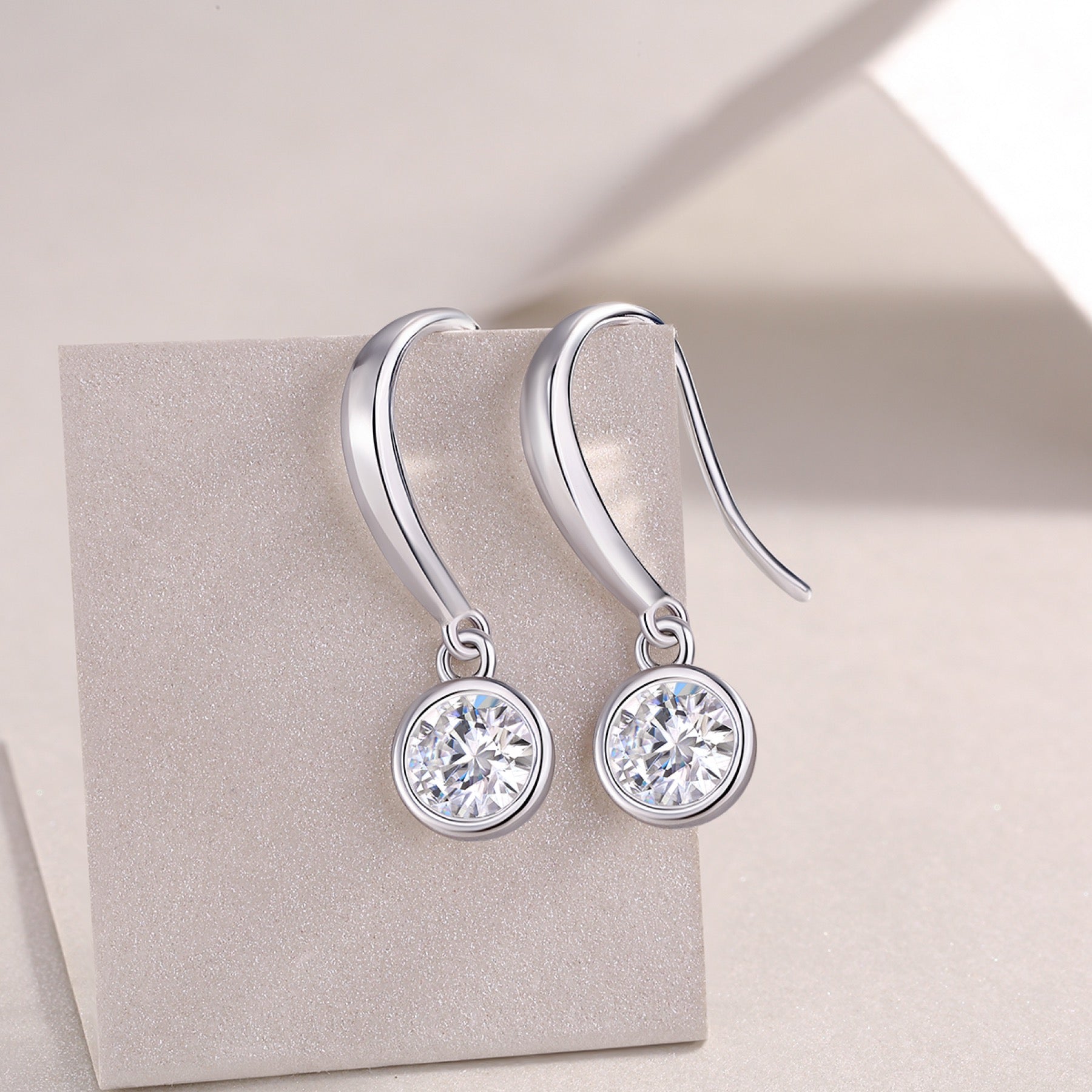 Droplet Moissanite Drop Earrings in Sterling Silver