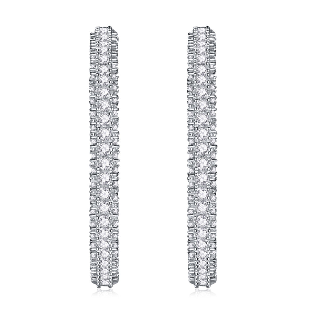 Fine Moissanite Hoop Earrings in Sterling Silver
