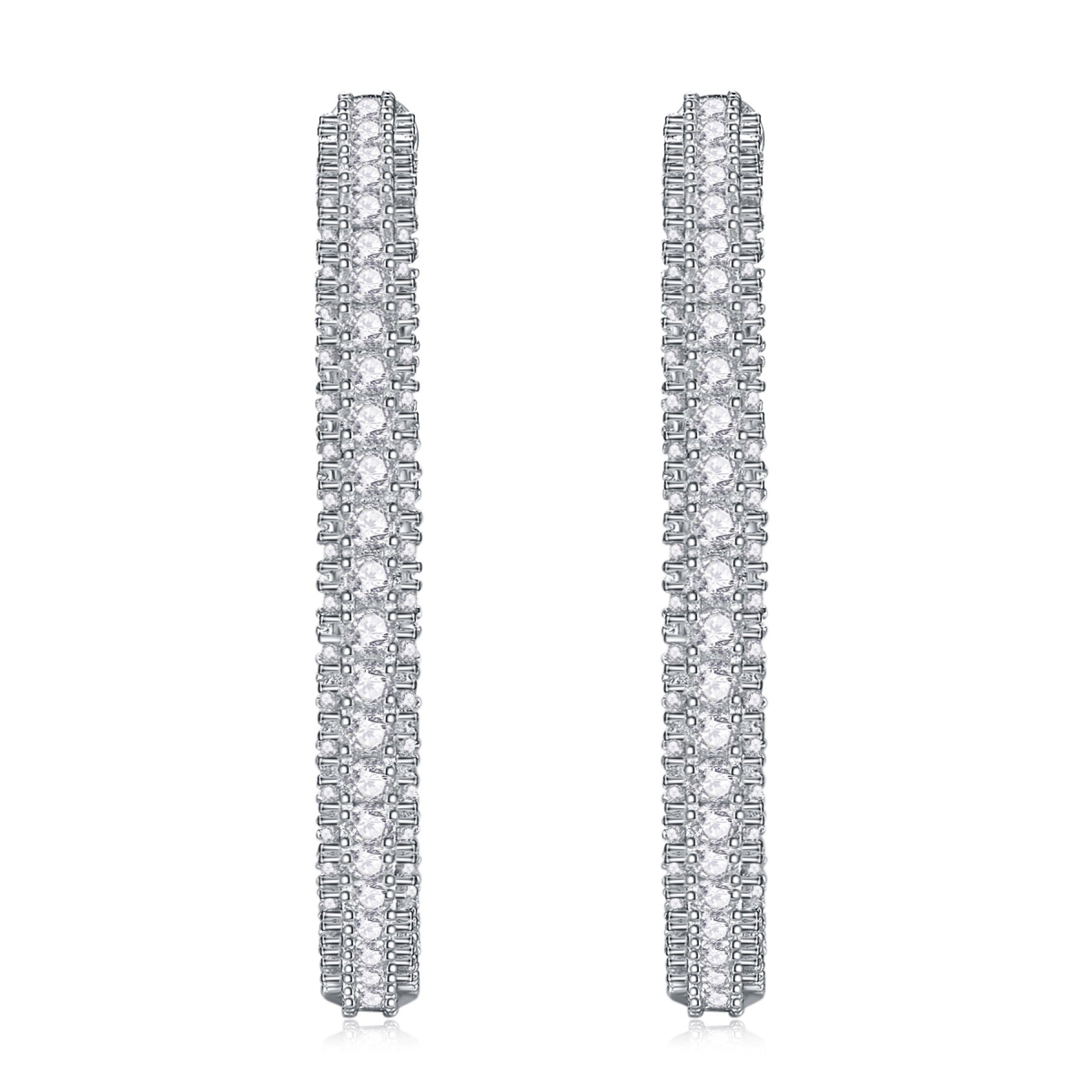 Fine Moissanite Hoop Earrings in Sterling Silver