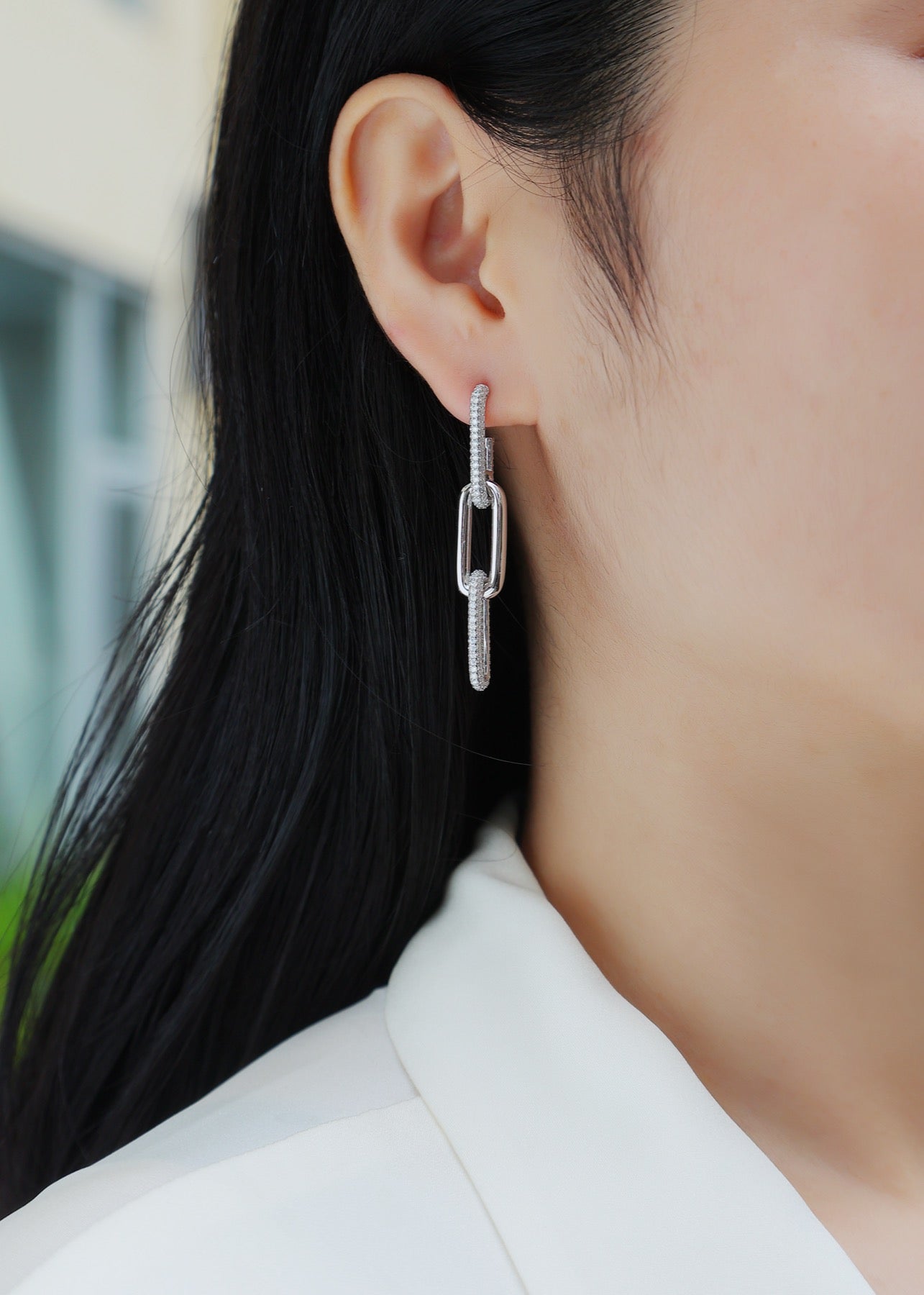 Circo Moissanite Hoop Earrings in Sterling Silver