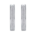 Double Moissanite Huggie Hoop Earrings in Sterling Silver