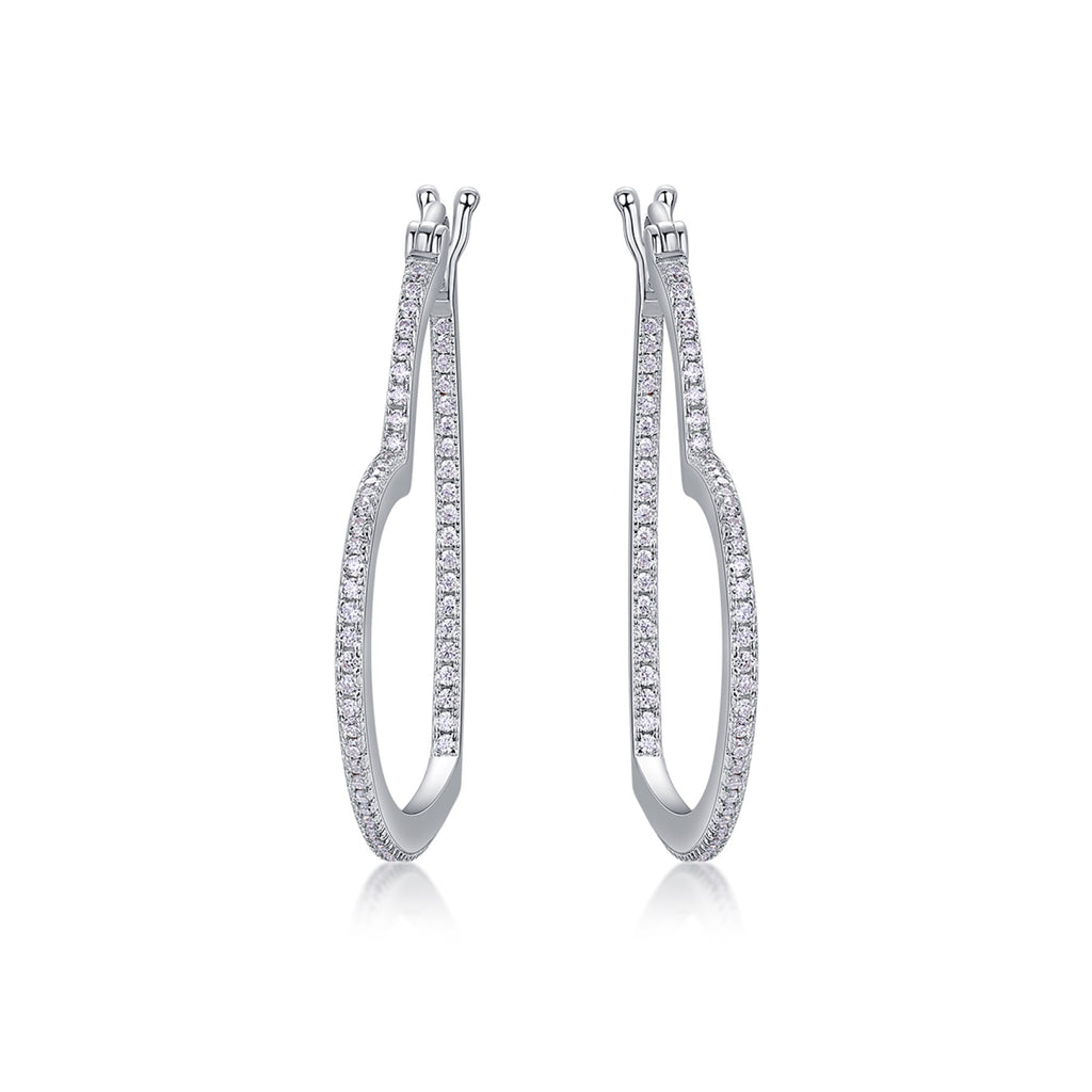 Fondant Moissanite Heart Hoop Earrings in Sterling Silver