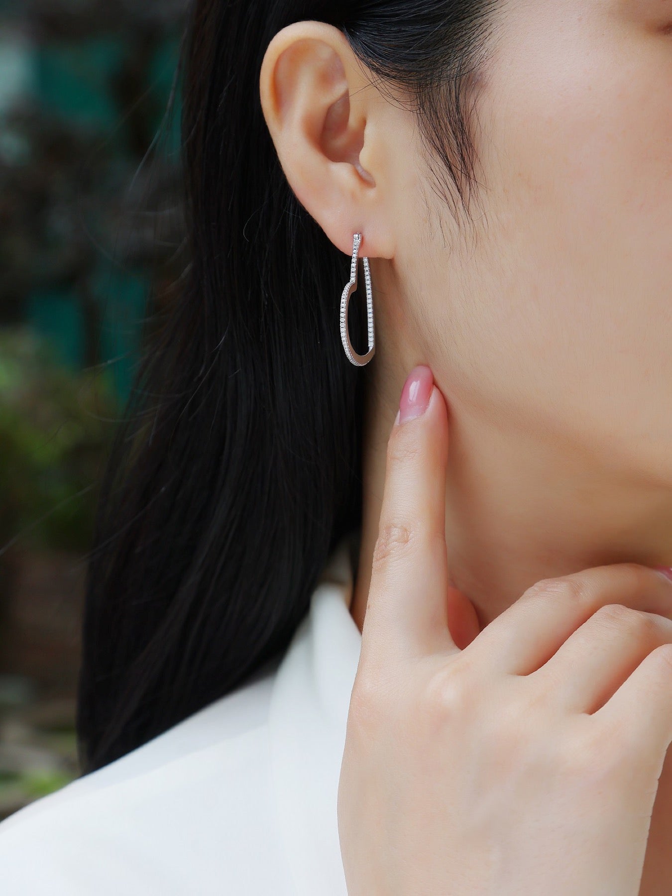 Fondant Moissanite Heart Hoop Earrings in Sterling Silver