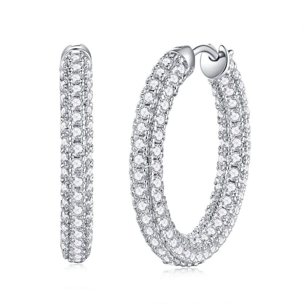 Eternel Moissanite Hoop Earrings in Sterling Silver