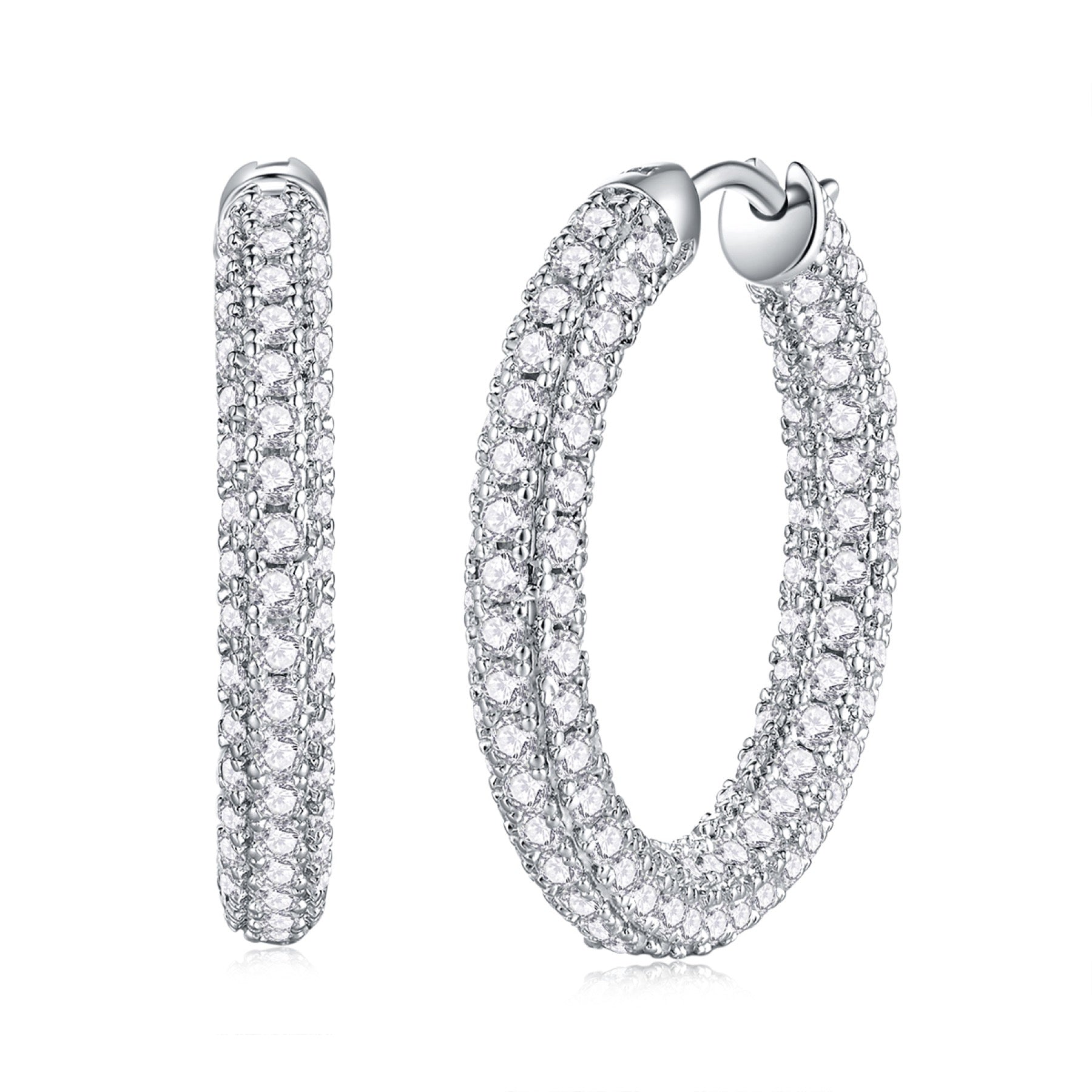 Eternel Moissanite Hoop Earrings in Sterling Silver