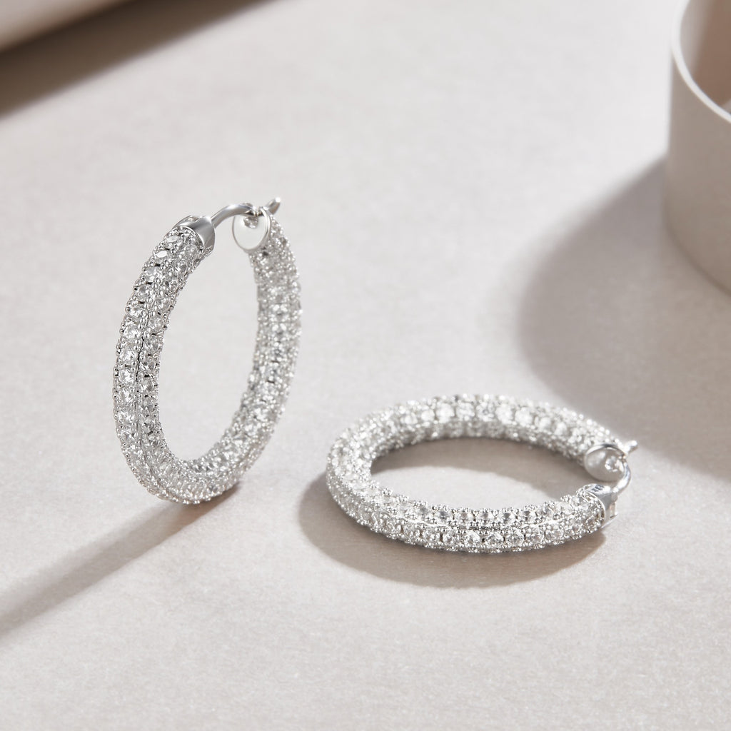 Eternel Moissanite Hoop Earrings in Sterling Silver