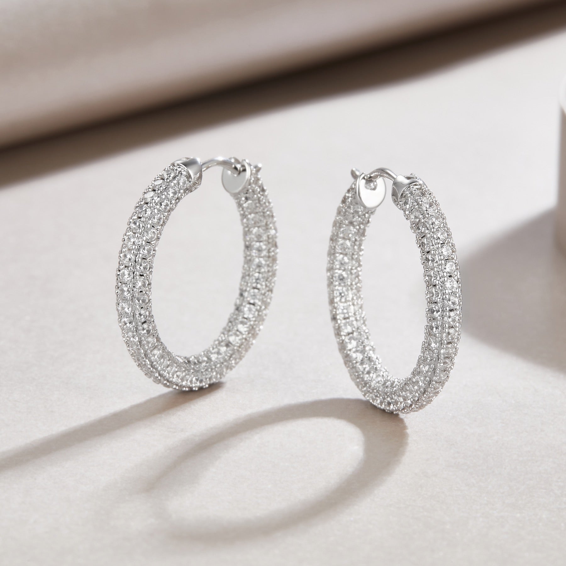 Eternel Moissanite Hoop Earrings in Sterling Silver