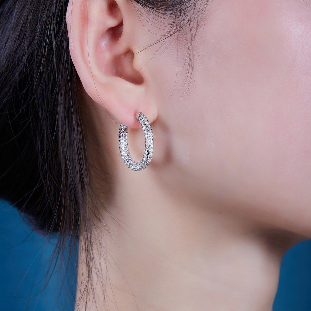 Eternel Moissanite Hoop Earrings in Sterling Silver