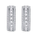 Treble Moissanite Huggie Hoop Earrings in Sterling Silver