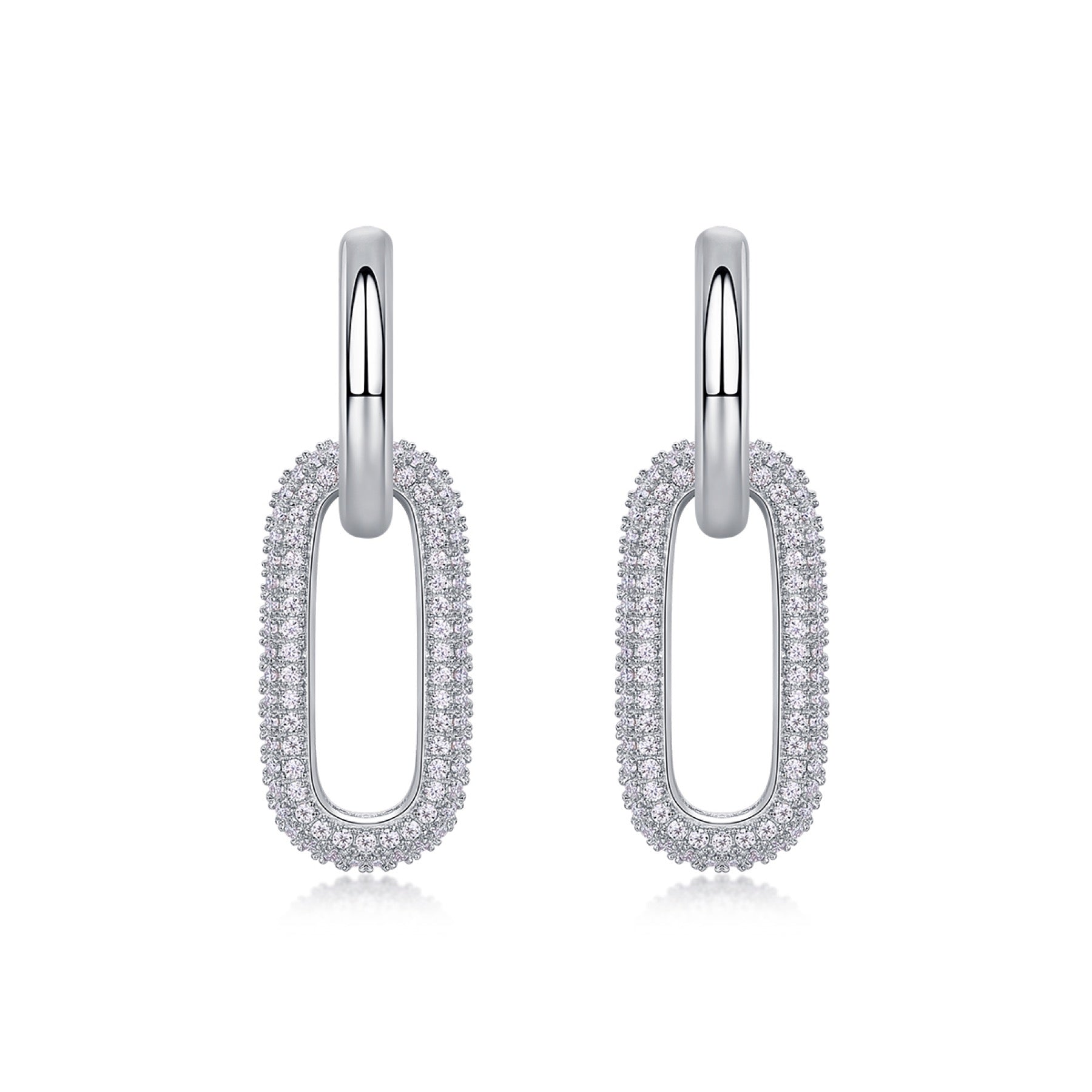 Chainlink Moissanite Link Huggie Hoop Earrings in Sterling Silver