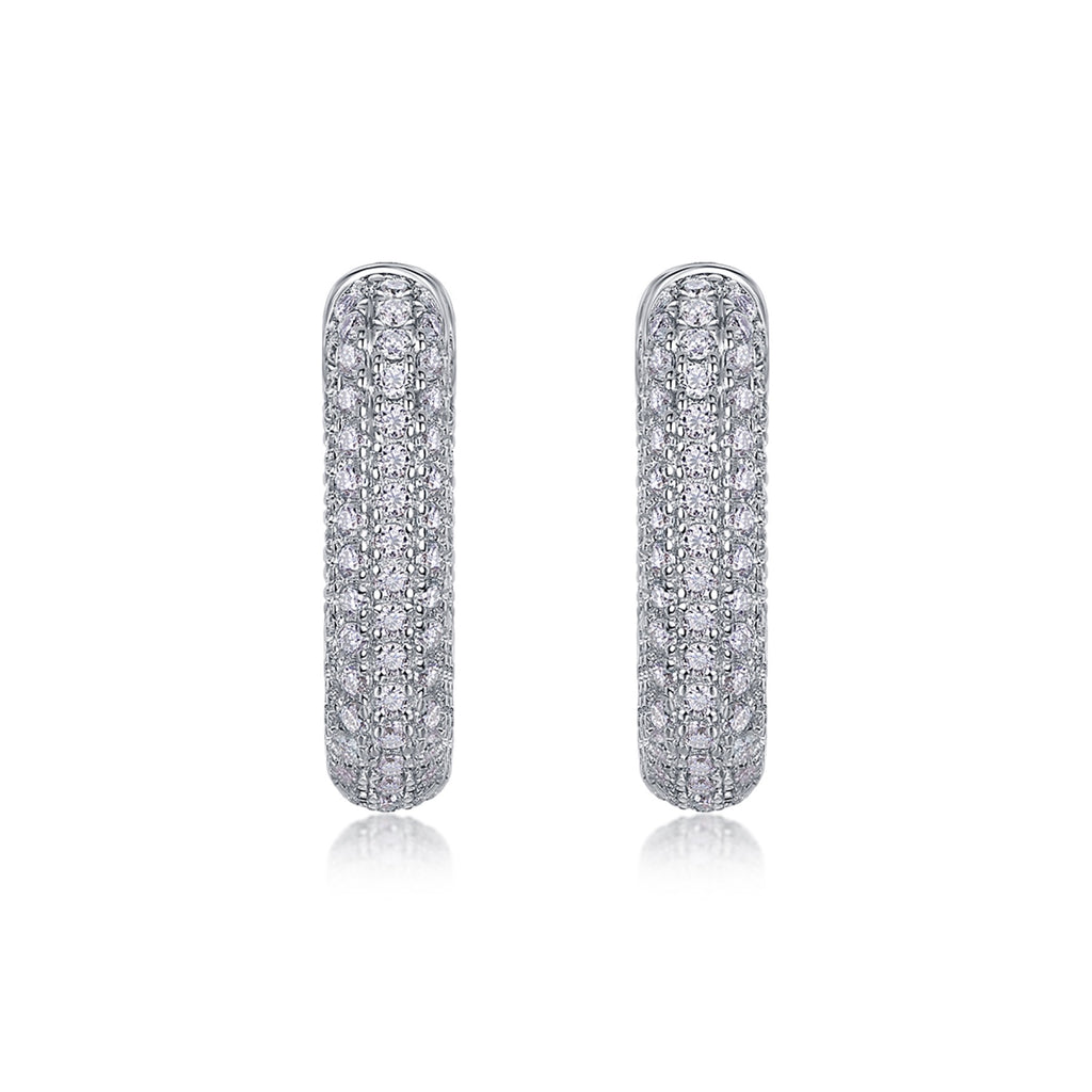 Squared Moissanite Square Huggie Hoop Earrings in Sterling Silver