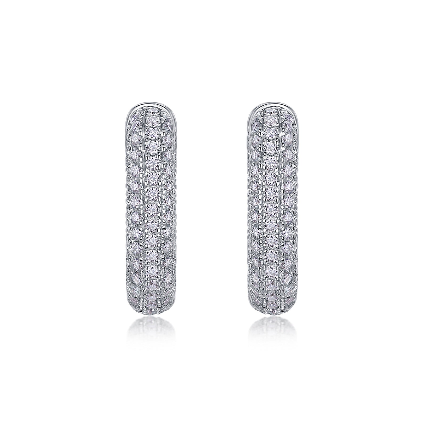 Squared Moissanite Square Huggie Hoop Earrings in Sterling Silver