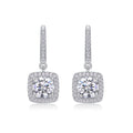 Adorn Moissanite Halo Drop Earrings in Sterling Silver