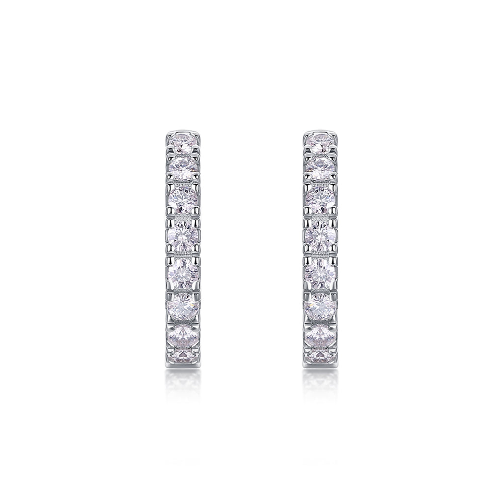Trace Moissanite Huggie Hoop Earrings in Sterling Silver